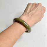 52.8mm A-Grade Natural Greenish Brown Modern Round Bangle No. 600150