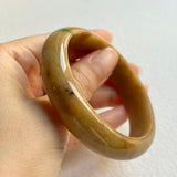 54.5mm A-Grade Natural Brown Jadeite Modern Round Bangle No. 600147