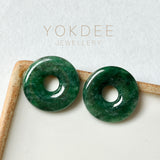 16.2 cts A-Grade Natural Dark Bluish Green Jadeite Donut Pair No.180176