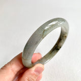 56.3mm A-Grade Natural Green Grey Modern Round Bangle No. 600121