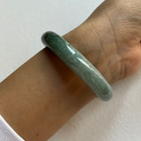 52.4mm A-Grade Natural Bluish Green Jadeite Modern Round Bangle No. 600153