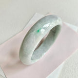 58.6mm A-Grade Natural Green Floral Modern Round Bangle No. 600123