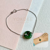 A-Grade Natural Dark Green Jadeite Bagel Bracelet No.190444