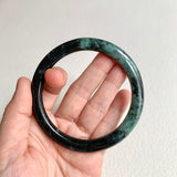 SOLD OUT: 61.8mm A-Grade Natural Black Bluish Green Modern Round Bangle No. 152026