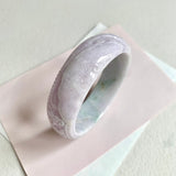 59.4mm A-Grade Natural Lavender Green Modern Round Bangle (With Carving) No. 151263