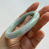 53.2mm A-Grade Natural Lavender Green Jadeite Modern Oval Bangle No. 152025