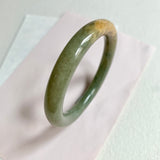 53.1mm A-Grade Natural Yellowish Green Brown Traditional Round Bangle No. 152028