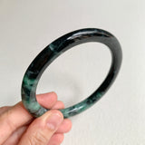 SOLD OUT: 61.8mm A-Grade Natural Black Bluish Green Modern Round Bangle No. 152026