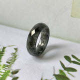 19.1mm A-Grade Natural Black Jadeite Abacus Ring Band (Faceted) No.162000