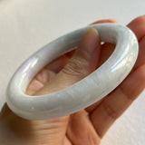 57.6mm A-Grade Natural Lavender Green Jadeite Traditional Round Bangle No. 151679