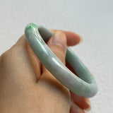 53.2mm A-Grade Natural Lavender Green Jadeite Modern Oval Bangle No. 152025