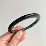 SOLD OUT: 61.8mm A-Grade Natural Black Bluish Green Modern Round Bangle No. 152026