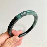 SOLD OUT: 61.8mm A-Grade Natural Black Bluish Green Modern Round Bangle No. 152026