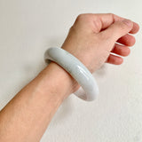 58.1mm A-Grade Natural White Green Modern Round Bangle No. 600145