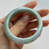 53.2mm A-Grade Natural Lavender Green Jadeite Modern Oval Bangle No. 152025