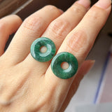 16.2 cts A-Grade Natural Dark Bluish Green Jadeite Donut Pair No.180176