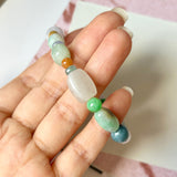 A-Grade Natural Multi-Colour Jadeite Pebble Bean Beaded Bracelet No.190451