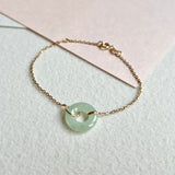 Icy A-Grade Natural Light Green Jadeite Bagel Bracelet No.190453