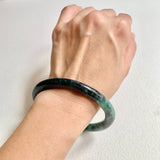 SOLD OUT: 61.8mm A-Grade Natural Black Bluish Green Modern Round Bangle No. 152026