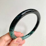 SOLD OUT: 61.8mm A-Grade Natural Black Bluish Green Modern Round Bangle No. 152026