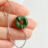 A-Grade Natural Dark Green Jadeite Bagel Bracelet No.190444