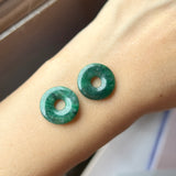 16.2 cts A-Grade Natural Dark Bluish Green Jadeite Donut Pair No.180176