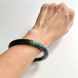 SOLD OUT: 61.8mm A-Grade Natural Black Bluish Green Modern Round Bangle No. 152026