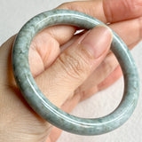 53mm A-Grade Natural Bluish Green Jadeite Traditional Round Bangle No. 152029