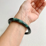 SOLD OUT: 61.8mm A-Grade Natural Black Bluish Green Modern Round Bangle No. 152026