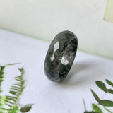 19.1mm A-Grade Natural Black Jadeite Abacus Ring Band (Faceted) No.162000