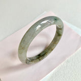 56.3mm A-Grade Natural Green Grey Modern Round Bangle No. 600121