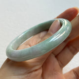 53.2mm A-Grade Natural Lavender Green Jadeite Modern Oval Bangle No. 152025