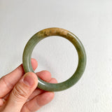 53.1mm A-Grade Natural Yellowish Green Brown Traditional Round Bangle No. 152028