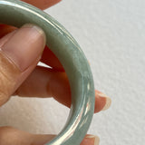 52.4mm A-Grade Natural Bluish Green Jadeite Modern Round Bangle No. 600153