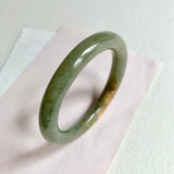 53.1mm A-Grade Natural Yellowish Green Brown Traditional Round Bangle No. 152028