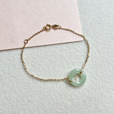 Icy A-Grade Natural Light Green Jadeite Bagel Bracelet No.190453