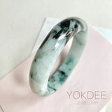 58mm A-Grade Natural Bluish Floral Round Bangle No. 600165