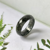 19.1mm A-Grade Natural Black Jadeite Abacus Ring Band (Faceted) No.162000