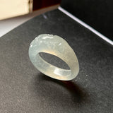 17.2mm Icy A-Grade Natural Jadeite Joseon Ring Band With Plum Blossom Flowers Carving No.162397