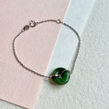 A-Grade Natural Dark Green Jadeite Bagel Bracelet No.190444