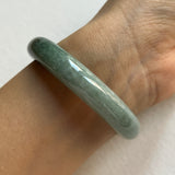 52.4mm A-Grade Natural Bluish Green Jadeite Modern Round Bangle No. 600153