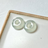 24.4 cts Icy A-Grade Natural  Light Green Jadeite Donut Pair No.180822