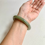 53.1mm A-Grade Natural Yellowish Green Brown Traditional Round Bangle No. 152028