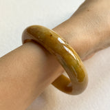 54.5mm A-Grade Natural Brown Jadeite Modern Round Bangle No. 600147