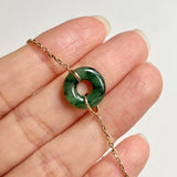 A-Grade Natural Floral Imperial Green Jadeite Bagel Bracelet No.190443