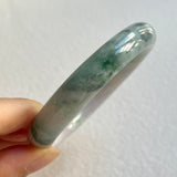 57.5mm A-Grade Natural Lavender Green Floral Jadeite Modern Round Bangle No. 600156