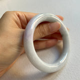 57.6mm A-Grade Natural Lavender Green Jadeite Traditional Round Bangle No. 151679