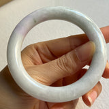 57.6mm A-Grade Natural Lavender Green Jadeite Traditional Round Bangle No. 151679