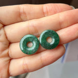 16.2 cts A-Grade Natural Dark Bluish Green Jadeite Donut Pair No.180176