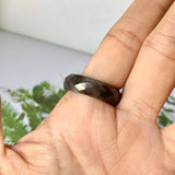 19.1mm A-Grade Natural Black Jadeite Abacus Ring Band (Faceted) No.162000